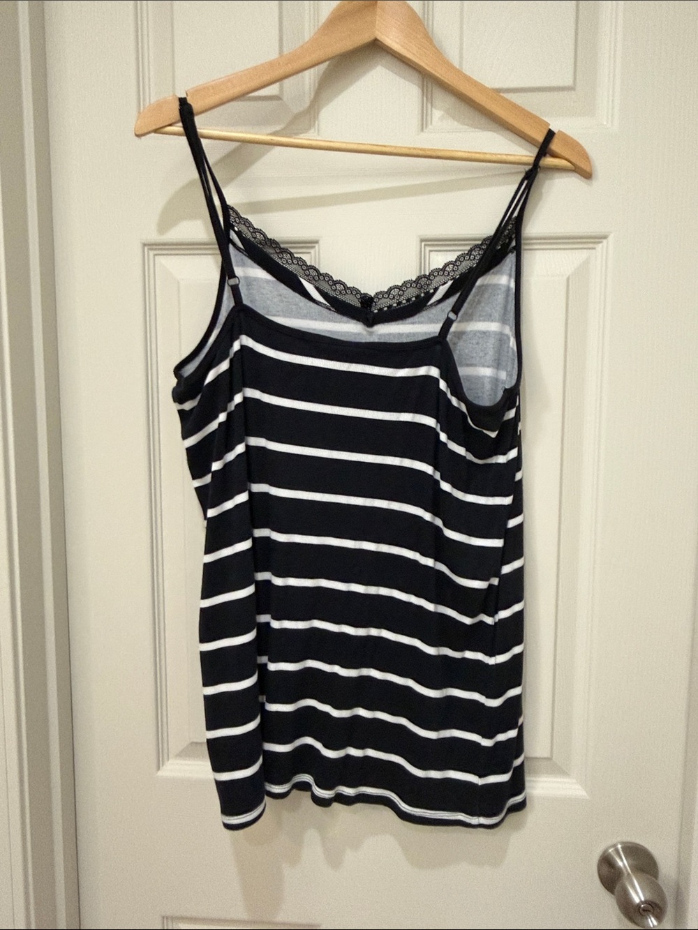 Torrid Black & White Striped Lace-Trim Tank - Picture 3 of 3
